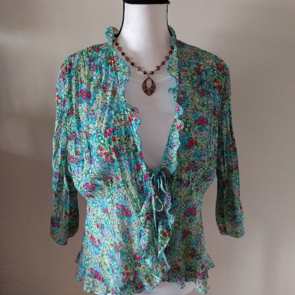 Notations tie front blouse.